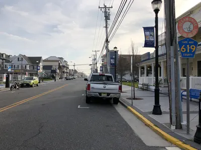 17 02 25 View south along Cape May County Route 619 (Landis Avenue) at Jersey Avenue in Sea Isle City, Cape…