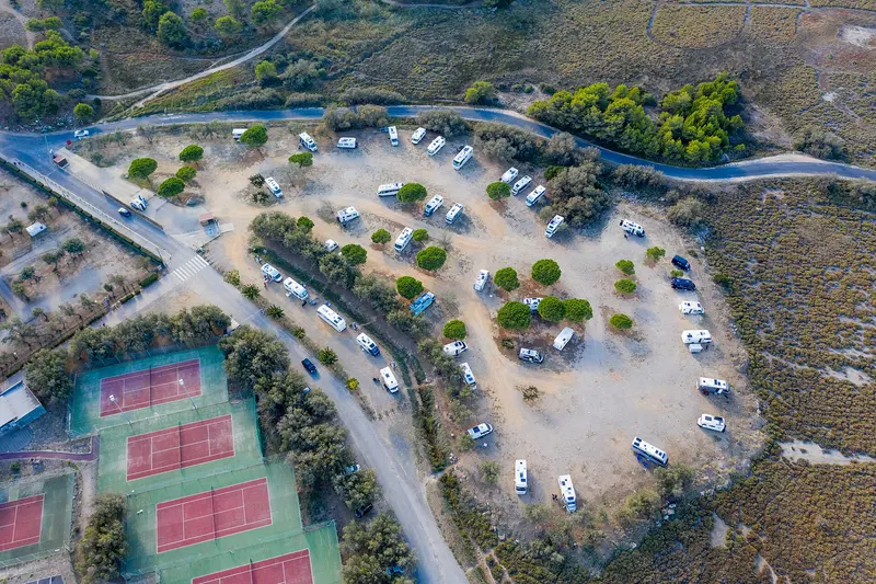 Aire de Camping-Car Saint-Pierre-la-Mer, Fleury, département Aude - aerial view