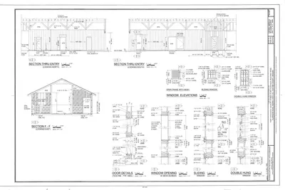 Sections, and Door and Window Details - Fort Huachuca, Cavalry Stable, Clarkson Road, Sierra Vista, Cochise…