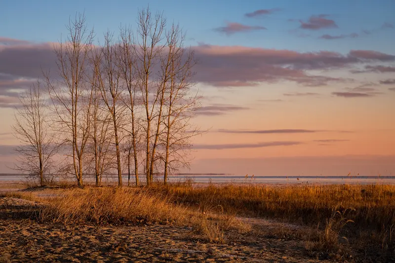 Great lakes winter morning light, about 0.8 km from Bay City State Park Campgrounds