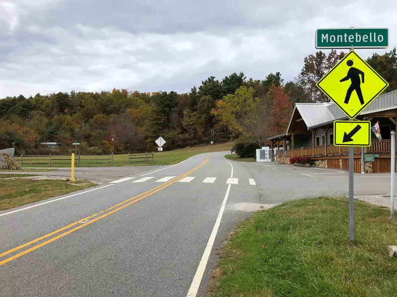 14 23 40 View west along Virginia State Route 56 (Crabtree Falls Highway) at the Montebello Camping and…