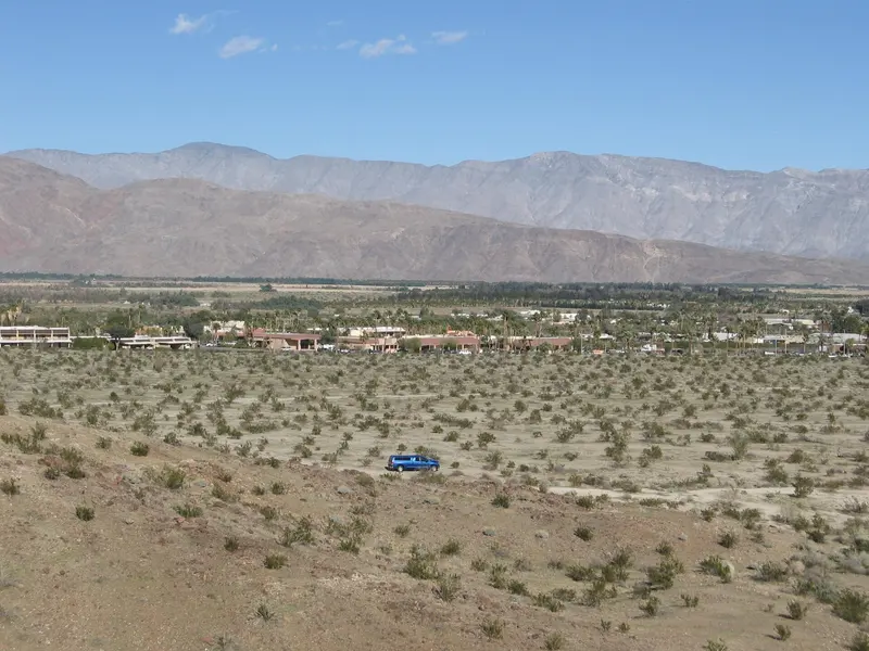 BORREGO SPRINGS, CALIFORNIA AS SEEN FROM A HILL JUST SOUTH OF DOWNTOWN