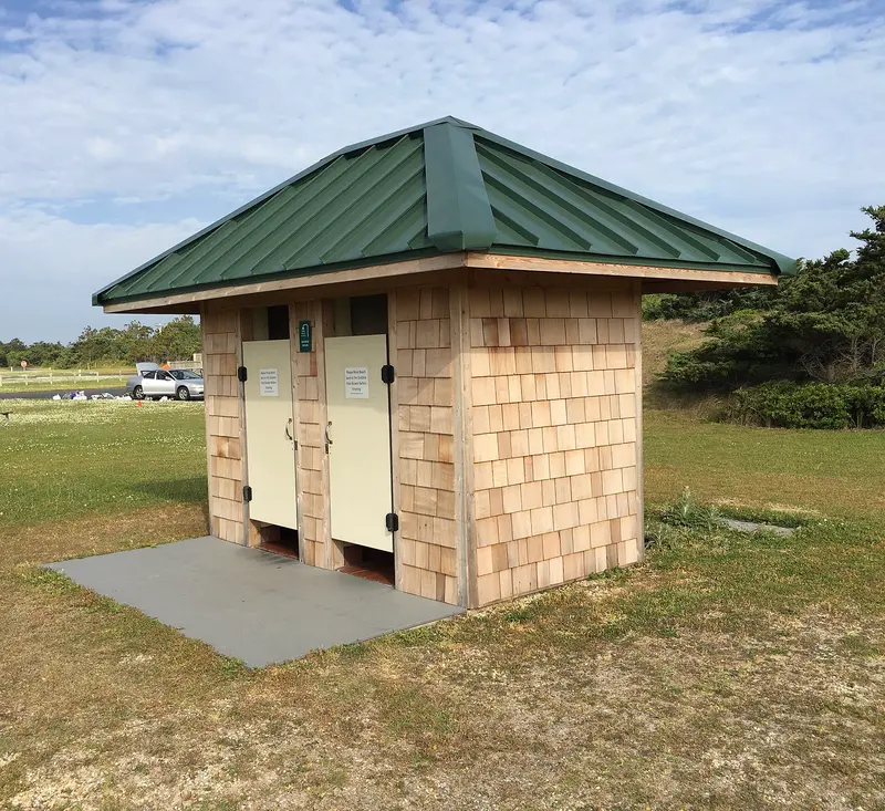 Ocracoke Campground showers with new siding and roof