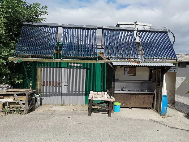 Solar water heating at Tom's Field Campsite, Langton Matravers